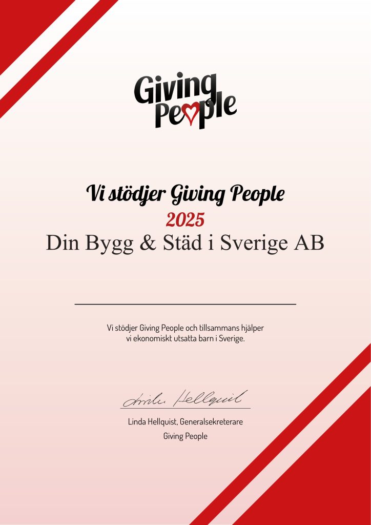 Tackcertifikat från Giving People